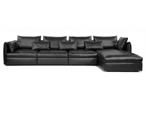 Italienische Leder Stil Wohnzimmer Möbel Ecksofa Sofa Polster Garnitur Eckcouch