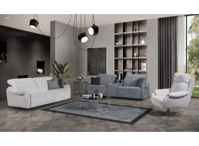 Luxuriöses Wohnzimmer Set 2x 3 Sitzer Sofas mit Musiksystem und Sessel