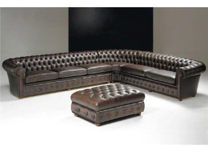 Klassische Ecksofa Eckcouch Couch Sofa Polster Leder Sitz Chesterfield Garnitur