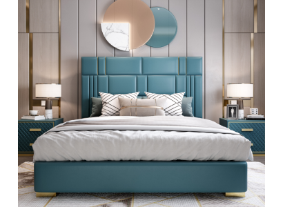 Designer Bett Schlafzimmer Kunstleder Hotel Luxus Polster Möbel Designer