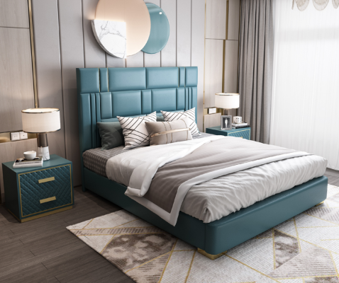 Designer Bett Schlafzimmer Kunstleder Hotel Luxus Polster Möbel Designer