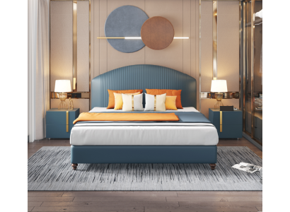 Bett Schlafzimmer Luxus Doppelbett Blau Modern Design Betten Hotel