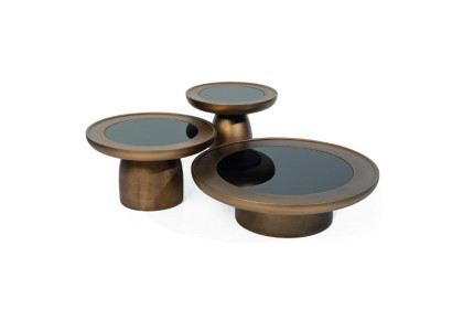 Designer Couchtisch Wohnzimmer Set 2x Edelstahl Glass Moderne Luxus Tisch