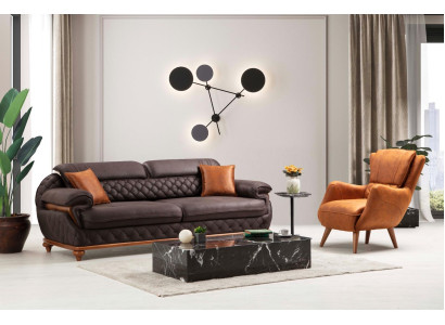 Modern Komplett Wohnzimmer Set Sessel Sofa Couch Polster Sitzer Dreisitzer