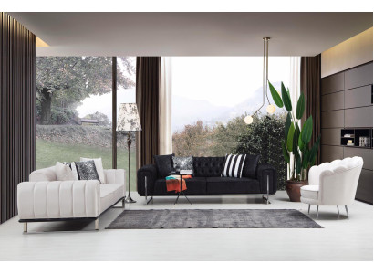 Wohnzimmer Set 2x Dreisitzer Sofa Chesterfield Couch Design Sessel Luxus Möbel