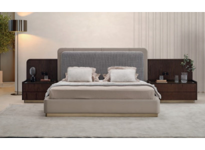 Schlafzimmer Set Luxus Komplettes Bett +2x Nachttische 3tlg  Modern Set