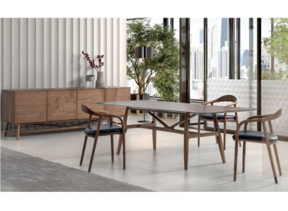 Modernen 6tlg Esszimmer Set Tisch 4x Stühle mit Anrichte Essgarnitur Gruppe