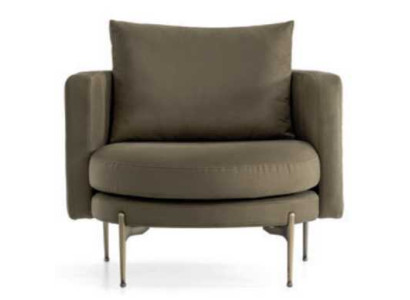 Sessel Für Wohnzımmer Modernen Design Holz mit Textil Rund Lounge Club