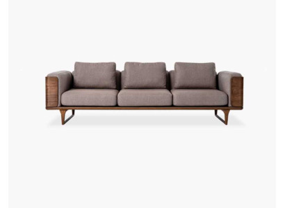 Luxus Wohnzimmer Sofa Modernen Design Holz mit Textilien 270cm Big Sofas