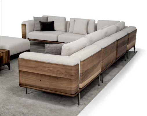 Wohnzimmer Ecksofa L-form Holz Modernen mit Luxus Designen Eckgarnitur