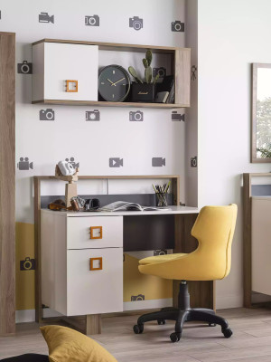 Garnitur Schreibtisch Kinderzimmer Set 2tlg Regal Computer Holz Weiß