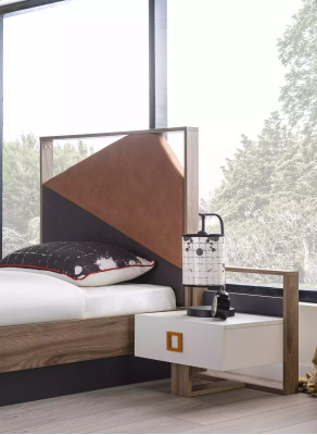 Garnitur Bett Schlafzimmer Kinderzimmer Set Möbel Grau 5tlg Holz Neu