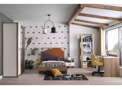 Bettrahmen Kinderzimmer Garnitur Bett Set Schreibtisch Grau 5tlg Holz