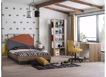 Kindermöbel Garnitur Kinderbett Kinderzimmer Bett Holz Grau Set 4tlg