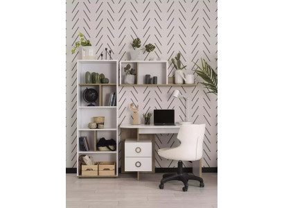 Kinderschreibtisch Schreibtisch Bücherregal Holz Weiß Set 3tlg Design