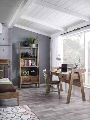 Kinderschreibtisch Schreibtisch Bücherregal Holz Braun Set 3tlg Regal