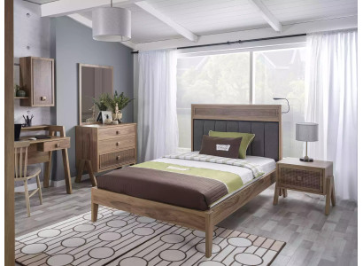 Kindermöbel Komplete Kinderbett Kinderzimmer Bett Holz Braun Set 4tlg