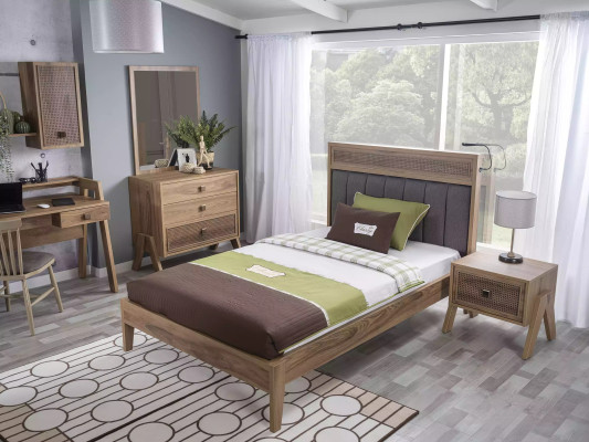 Kindermöbel Komplete Kinderbett Kinderzimmer Bett Holz Braun Set 4tlg