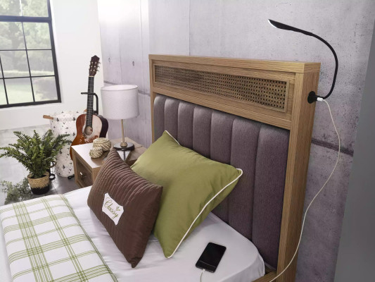 Holzbett mit Bettkasten Komplette Jugendbett Bett Holz Braun Set 4tlg