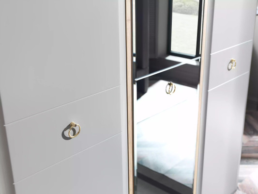 Jugendbett Schlafzimmermöbel Holzbett Komplette Bett Grau Set 5tlg