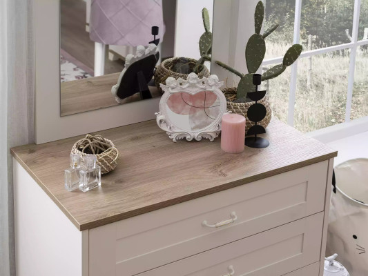 Garnitur Schlafzimmer Kleiderschrank Set 3tlg Kommode Holz Weiß