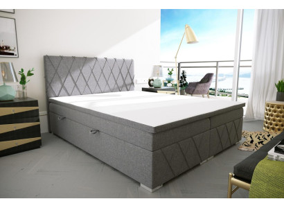 Doppel Luxus Grau Boxspringbett Design Bett Polsterbett Schlafzimmer Textil