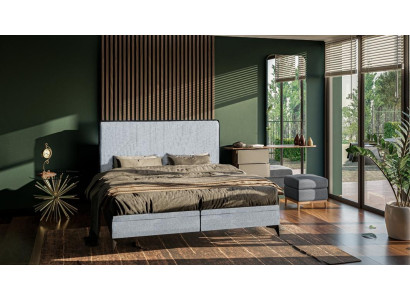 Bett Modern Doppelbett Designer Schlafzimmer Polster Stoff Möbel Betten