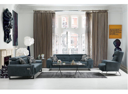 Modern Set 3 tlg Wohnzimmer Sofagarnitur Designer Sitzmöbel Polstersessel Neu