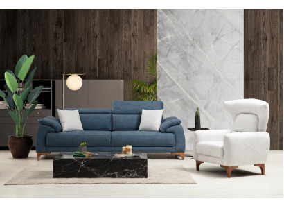 Komplett Sofa Couch Dreisitzer Weiß Sessel Wohnzimmer Sofagarnitur 3tlg