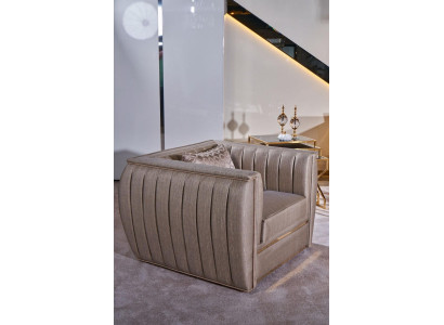 Sessel Design Wohnzimmer Polster Holz Moderne Luxus Neu Farbe beige