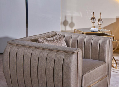 Sessel Design Wohnzimmer Polster Holz Moderne Luxus Neu Farbe beige