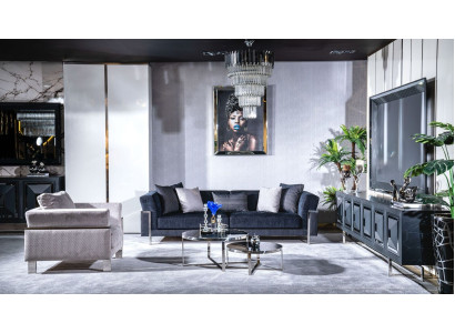 Wohnzimmer Sofagarnitur 3+1 Sitzer Couchtisch Sofa Sessel Set 4tlg.