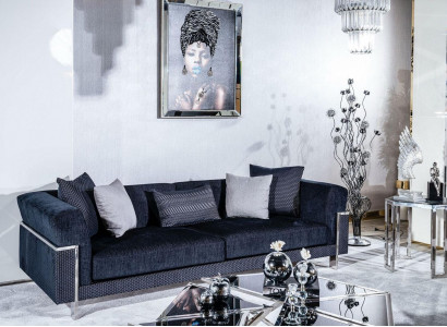 Luxus Sofa 3 Sitzer Sofas Textil Couch Design Möbel Dreisitzer schwarz