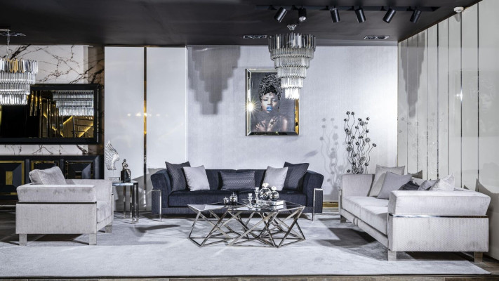 Luxus Sofa 3 Sitzer Sofas Textil Couch Design Möbel Dreisitzer schwarz