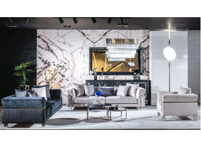 Sofagarnitur 3+3+1 Anrichte Spiegel Couchtisch Sitzer Garnitur Design