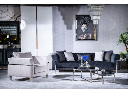 Wohnzimmer Sofagarnitur 3+1 Spiegel Couchtisch Sitzer Garnitur Design