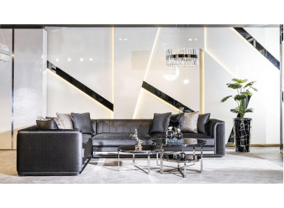 Ecksofa L-form Couchtisch Beistelltisch 3tlg Set Polster Wohnlandschaft