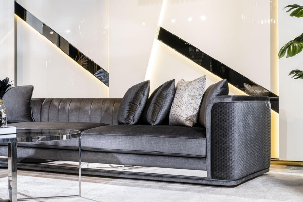 Ecksofa L-form Couchtisch Beistelltisch 3tlg Set Polster Wohnlandschaft