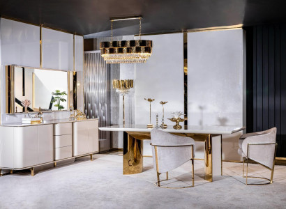 Esszimmer Komplett Tisch 4 Stühle Anrichte Spiegel Set 7tlg Esstisch