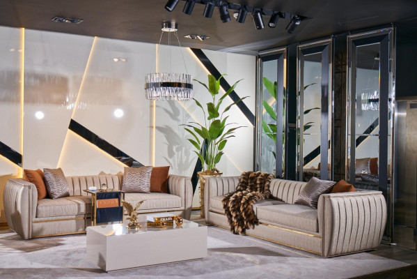 Polstergarnitur 3+3 Sofa Couchtisch Garnitur Couch Stoff Sofagarnitur 3tlg.