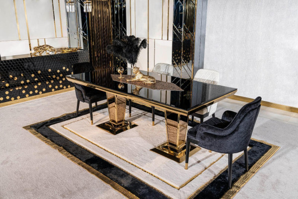 Tisch Esstisch Holz Esszimmer Garnitur 4x Stuhl Set Stühle schwarz Gruppe