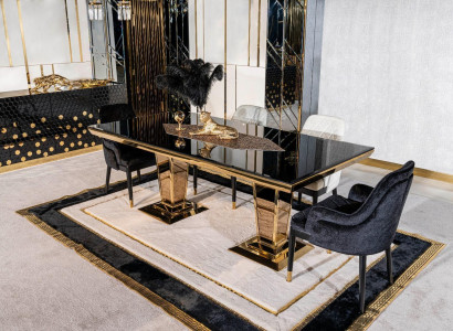 Tisch Esstisch Holz Esszimmer Garnitur 4x Stuhl Set Stühle schwarz Gruppe