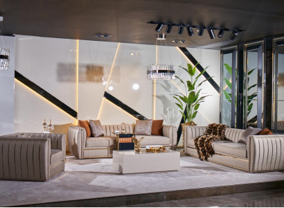 Luxus Beige Set Sofagarnitur 3+3+1 Sitzer Couchtisch Sofa Sessel Sofas 5tlg