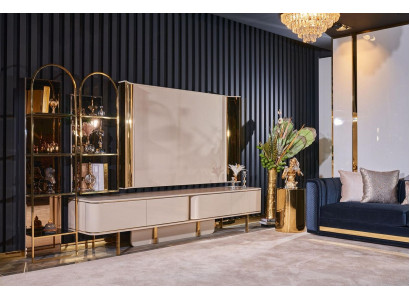 Wohnzimmer Luxus tv Schrank rtv Möbel Schränke Holz Lowboard neu beige