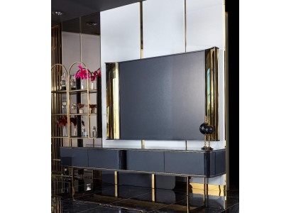 rtv Lowboard tv Ständer Sideboard Wohnzimmer Modern Holz Schwarz Design