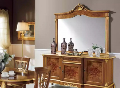 Sideboard Set Italienische Möbel 2tlg. Massivholz Sideboard mit Spiegel