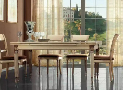 Italienische Stil Esstisch 4x Stühle Holz Tisch Essgarnitur Design 5tlg