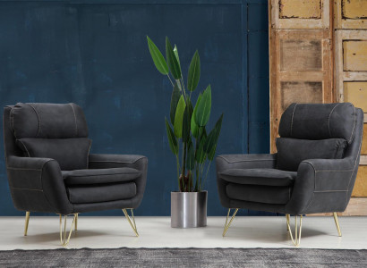 Sessel Sitz Sitzer Design Wohnzimmer Polster Luxus Schwarz Wartezimmer