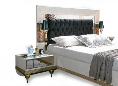 Luxus Bett mit Glas Elementen Doppel Betten Bettgestell Möbel 180x200