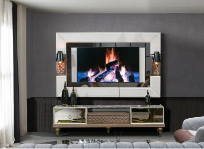 Wohnwand Garnitur rtv tv Ständer Lowboard Tisch Holz Luxus xxl schrank